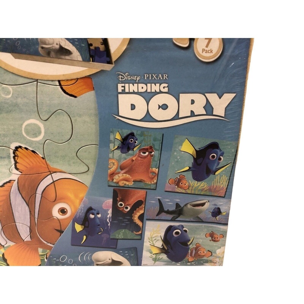 Disney Pixar Finding Dory 7-Pack Wooden Puzzles With Storage Box Kids Play Toy - Picture 3 of 5